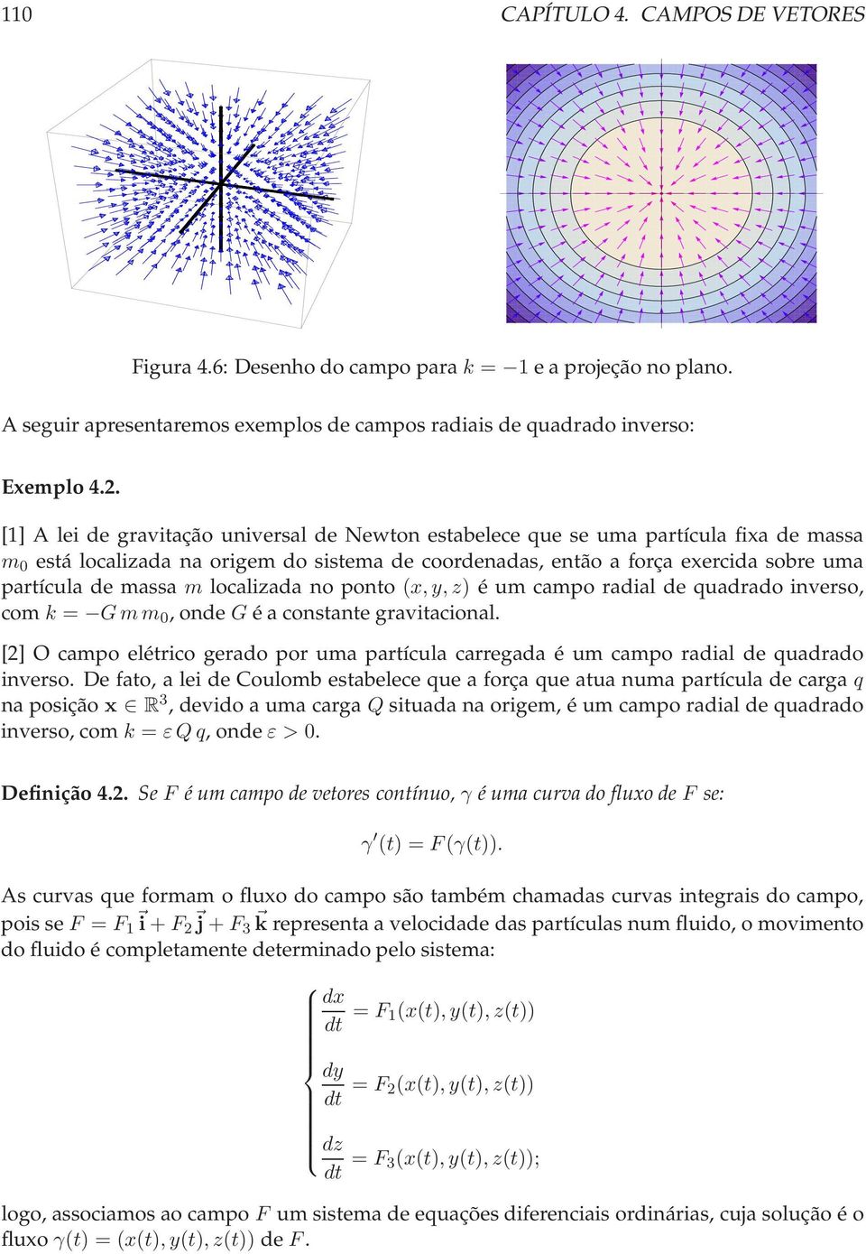 m localizada no ponto (x,y,z) é um campo radial de quadrado inverso, com k = Gmm 0,onde Géaconstantegravitacional.