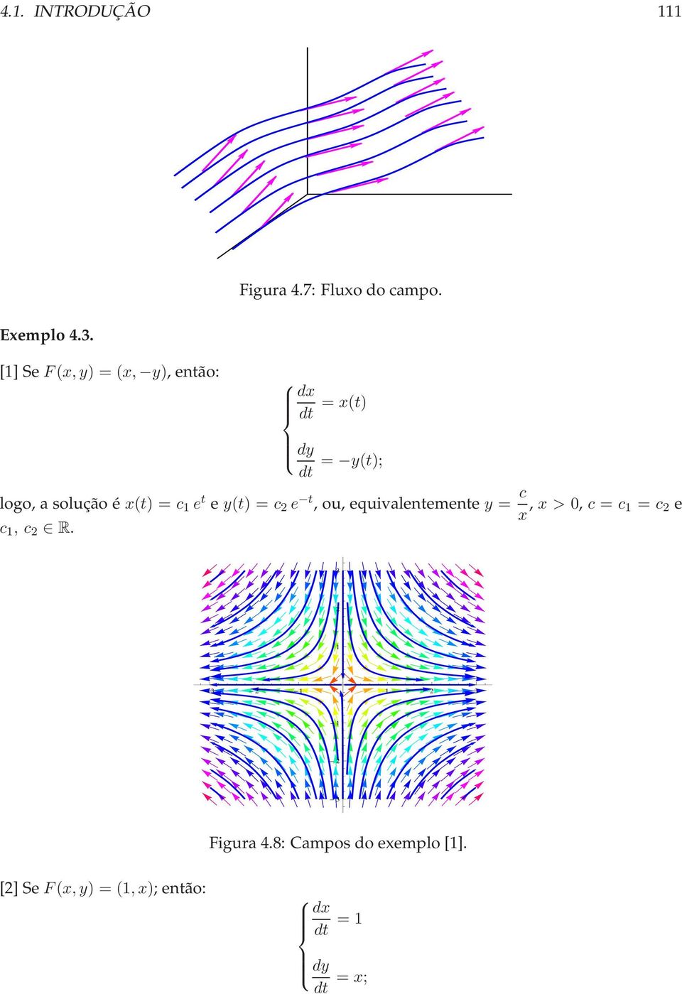 1 e t e y(t) = c 2 e t, ou, equivalentemente y = c x, x > 0, c = c 1 = c 2 e c 1, c 2