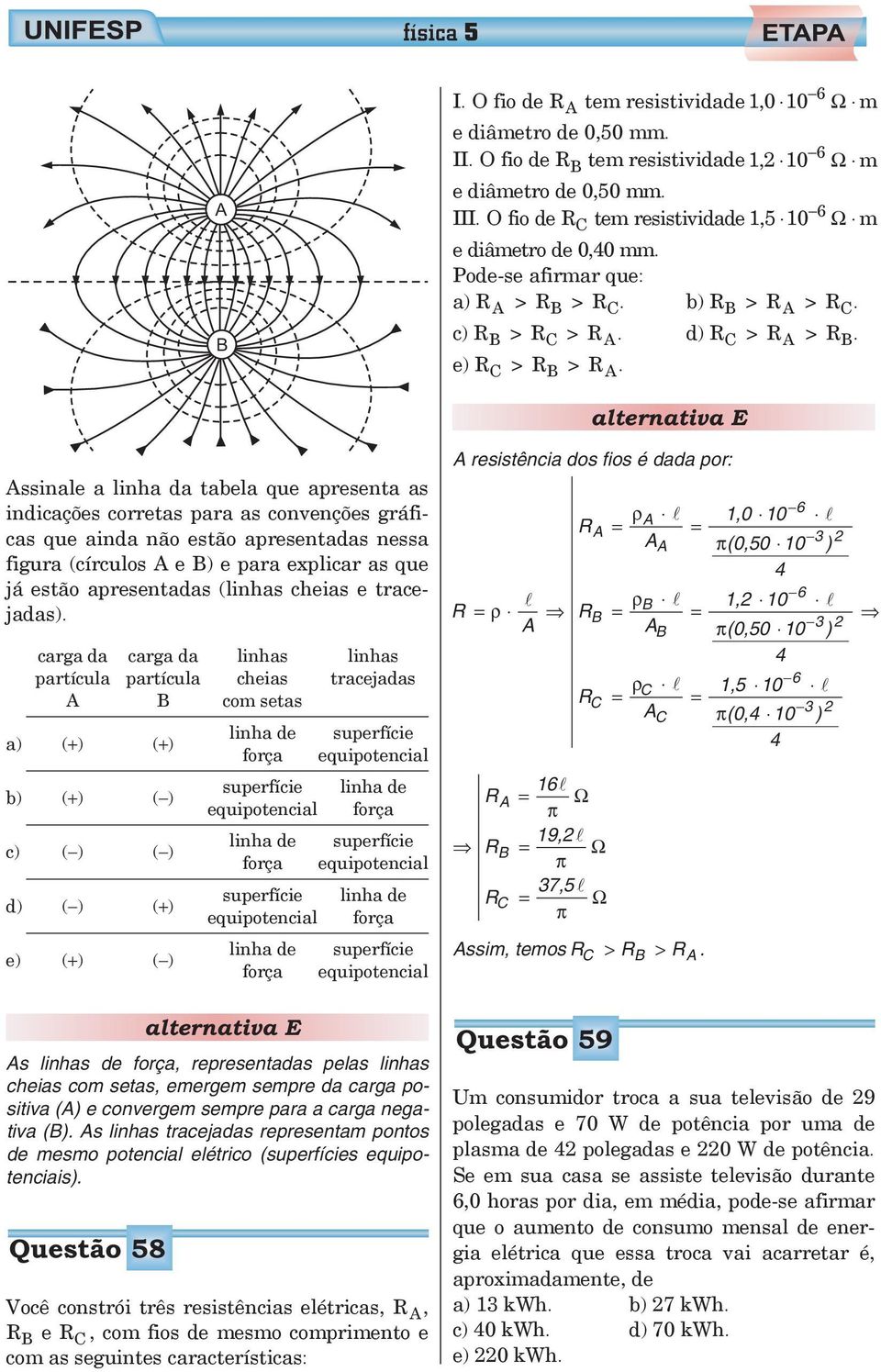 b) R B > R > RC d) R C > R > RB ssinale a linha da tabela que apresenta as indicações corretas para as convenções gráficas que ainda não estão apresentadas nessa figura (círculos e B) e para explicar