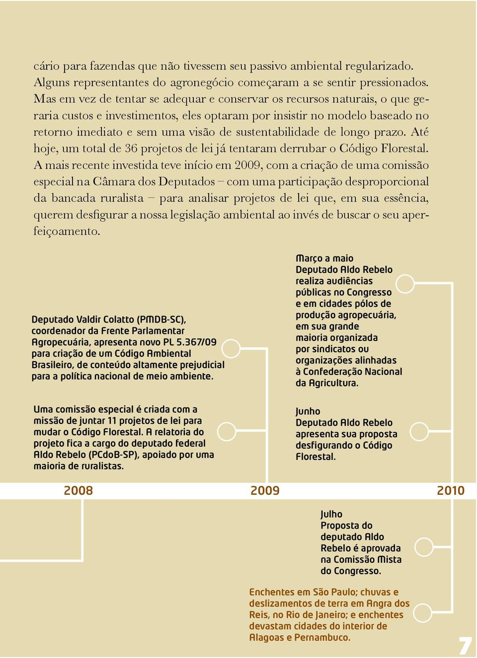 sustentabilidade de longo prazo. Até hoje, um total de 36 projetos de lei já tentaram derrubar o Código Florestal.