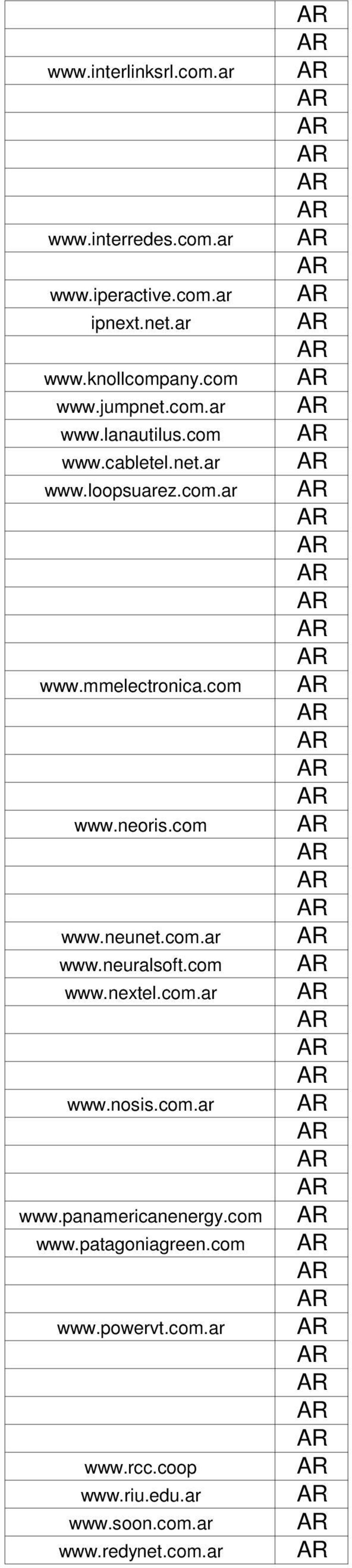 com www.neoris.com www.neunet.com.ar www.neuralsoft.com www.nextel.com.ar www.nosis.com.ar www.panamericanenergy.