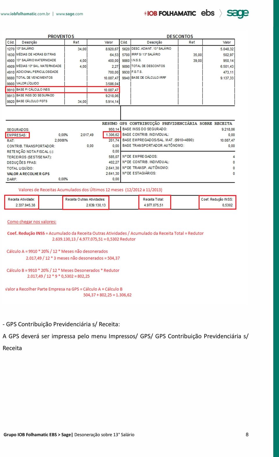 GPS Contribuição Previdenciária s/ Receita Grupo