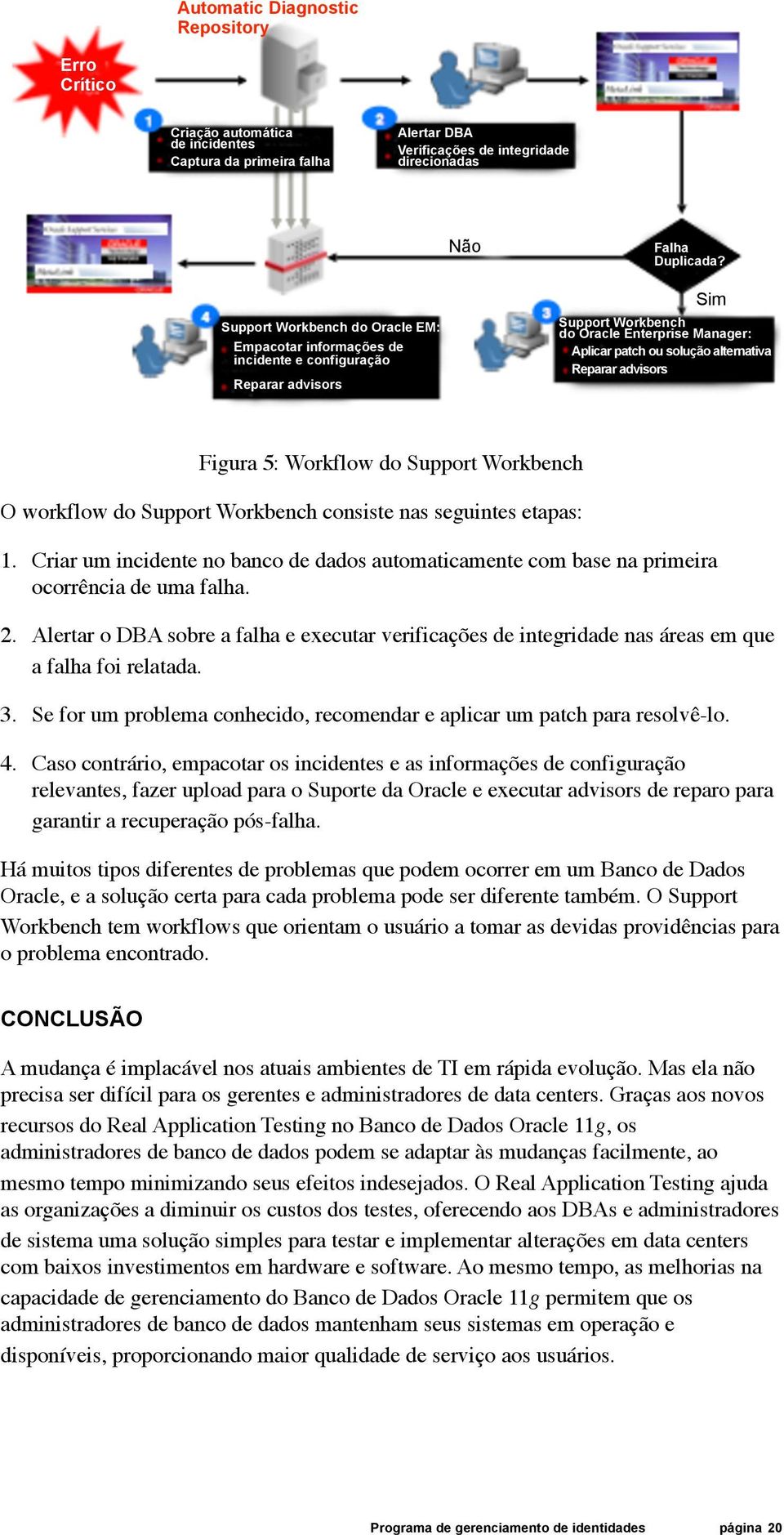 advisors Figura 5: Workflow do Support Workbench O workflow do Support Workbench consiste nas seguintes etapas: 1.