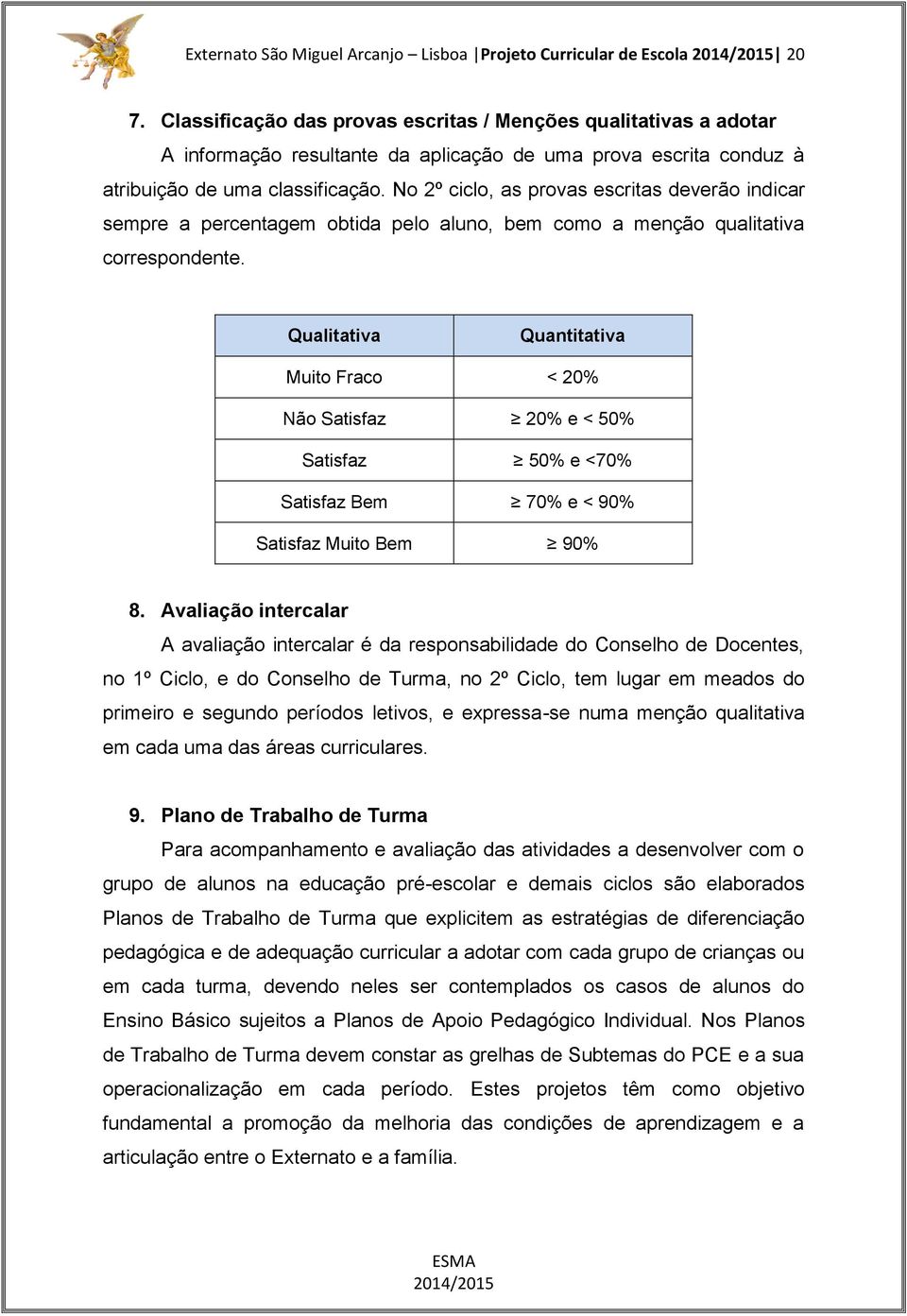 No 2º ciclo, as provas escritas deverão indicar sempre a percentagem obtida pelo aluno, bem como a menção qualitativa correspondente.