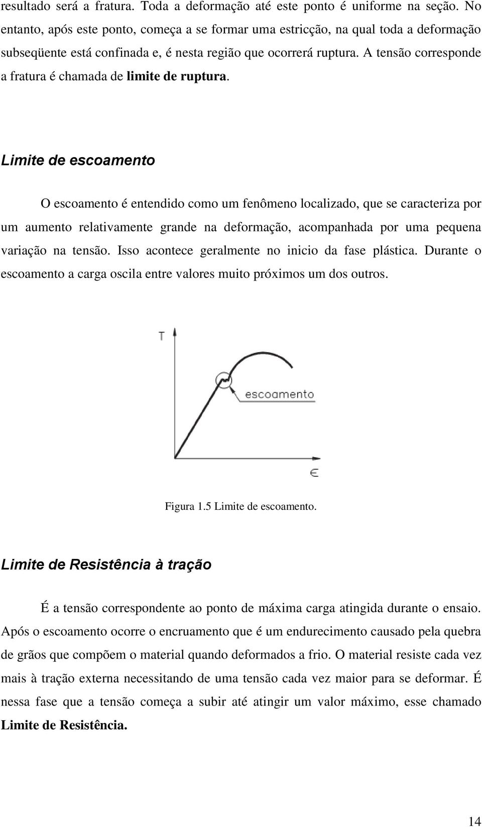 A tensão corresponde a fratura é chamada de limite de ruptura.