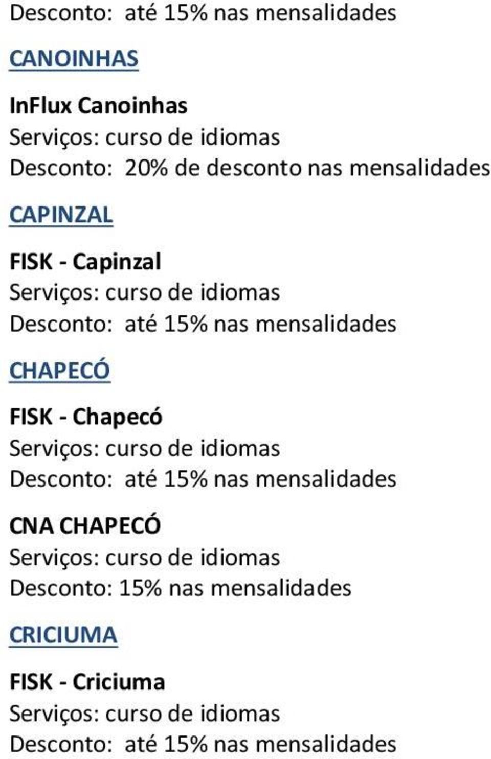 Capinzal CHAPECÓ FISK - Chapecó CNA CHAPECÓ