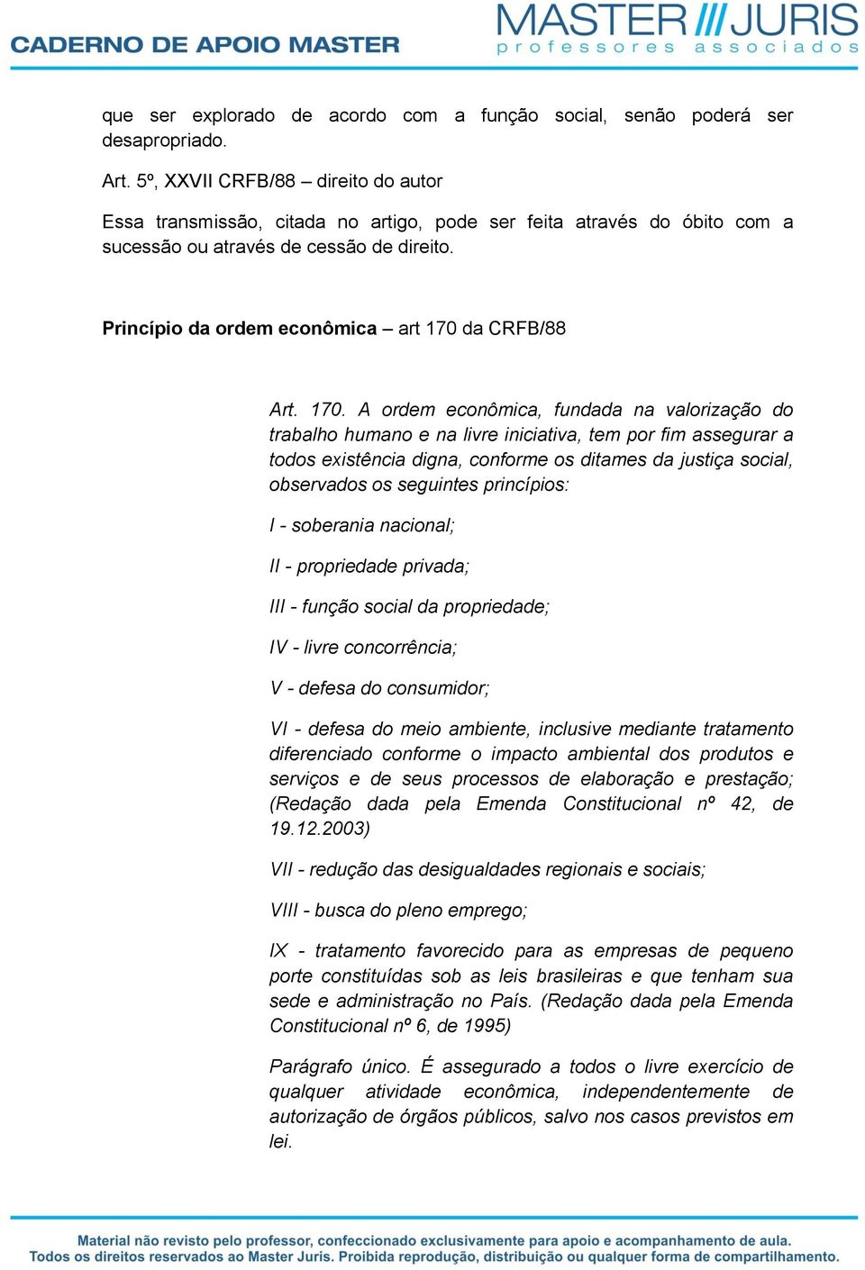 Princípio da ordem econômica art 170 