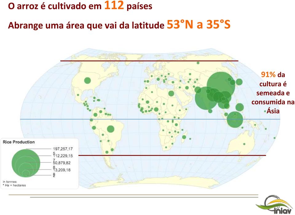 da latitude 53 N a 35 S 91% da