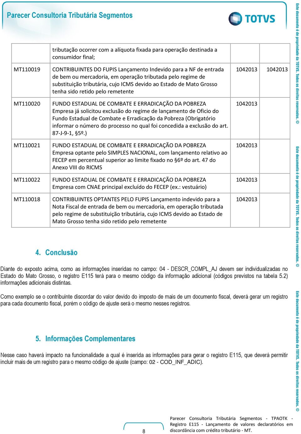 E ERRADICAÇÃO DA POBREZA Empresa já solicitou exclusão do regime de lançamento de Oficio do Fundo Estadual de Combate e Erradicação da Pobreza (Obrigatório informar o número do processo no qual foi