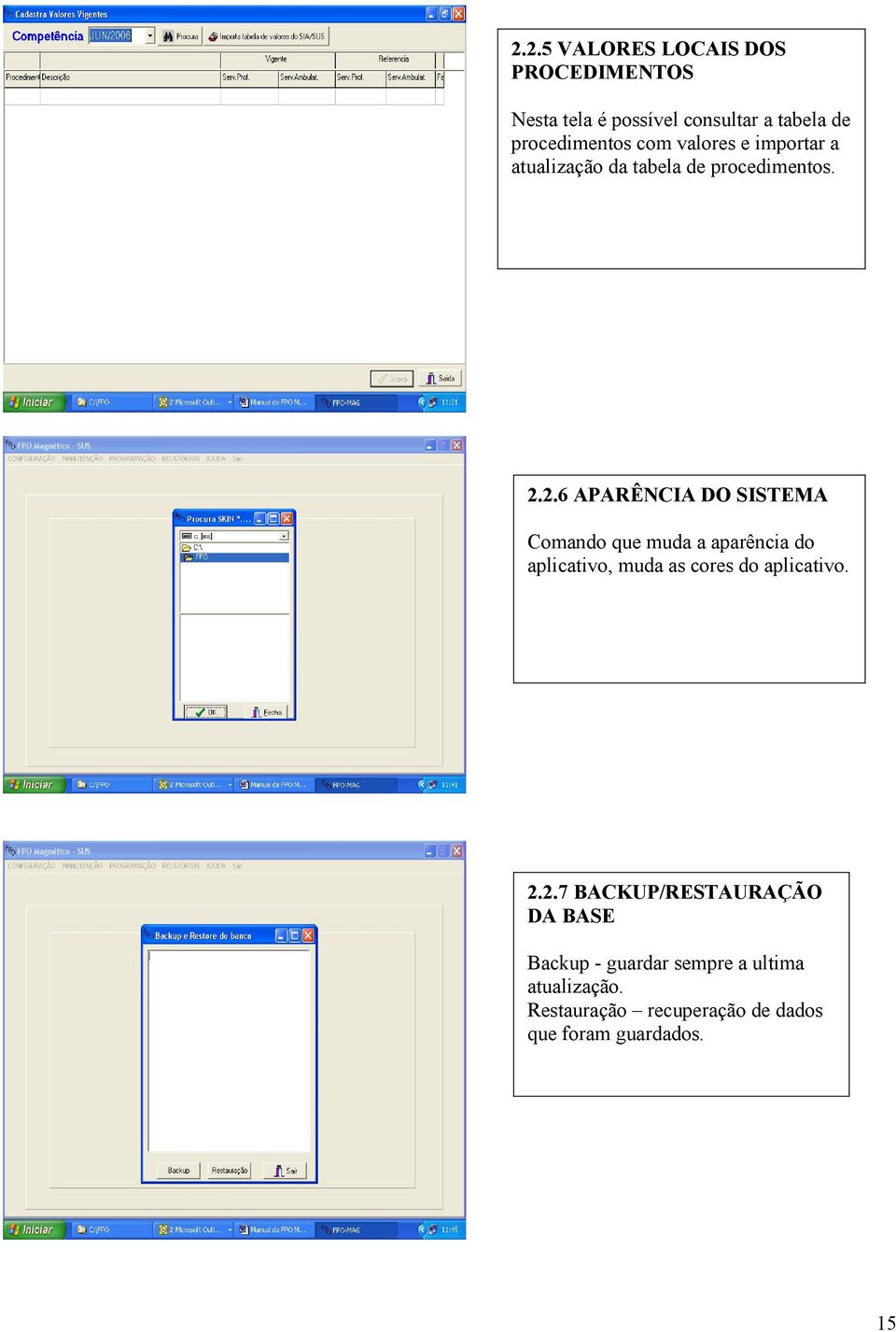 2.6 APARÊNCIA DO SISTEMA Comando que muda a aparência do aplicativo, muda as cores do aplicativo. 2.