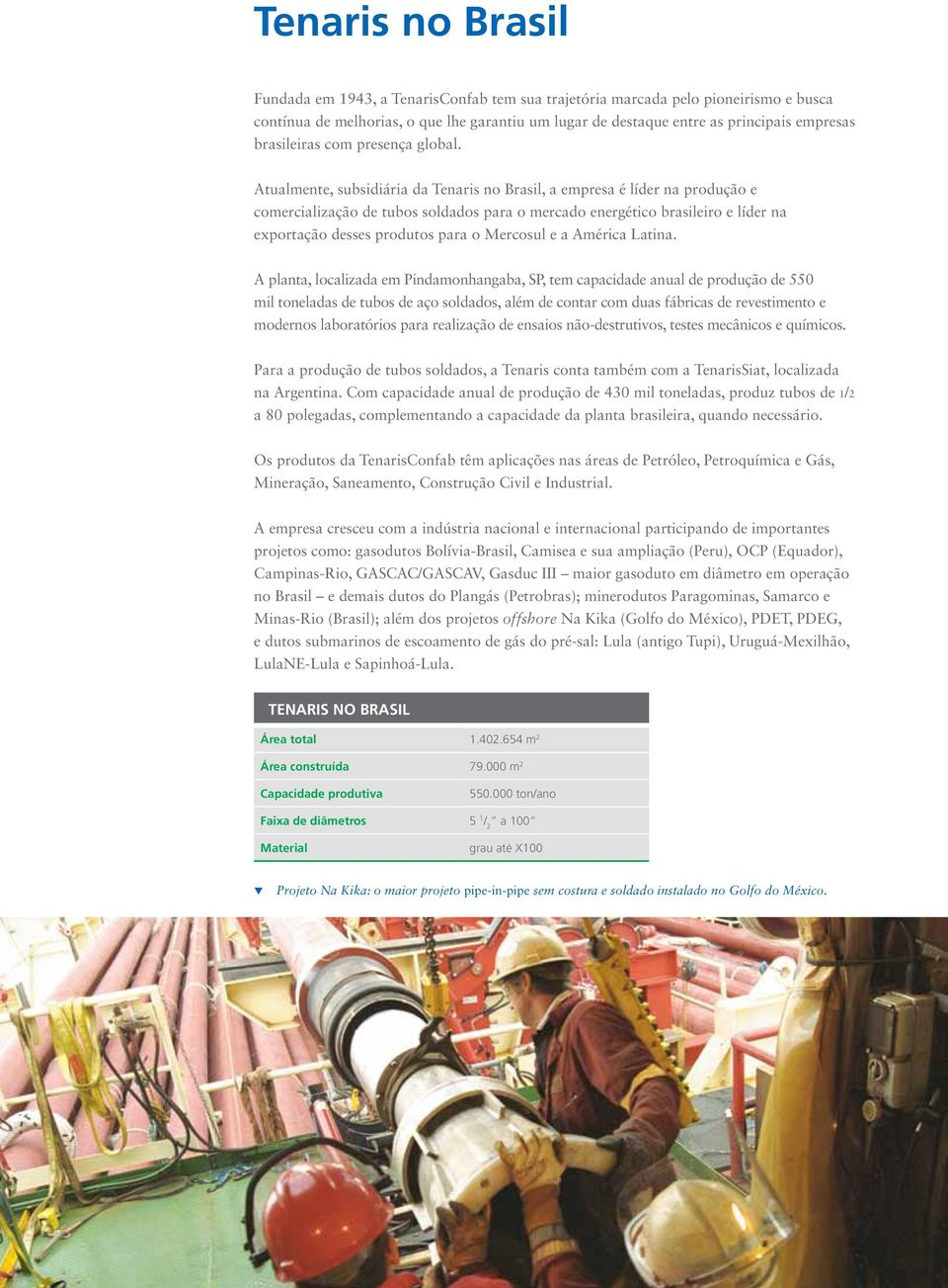 Atualmente, subsidiária da Tenaris no Brasil, a empresa é líder na produção e comercialização de tubos soldados para o mercado energético brasileiro e líder na exportação desses produtos para o