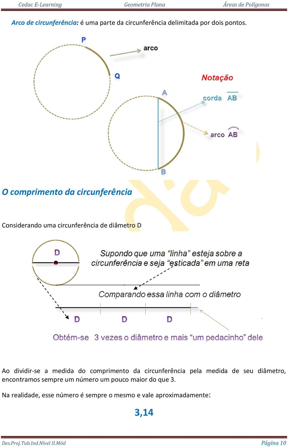 do comprimento da circunferência pela medida de seu diâmetro, encontramos sempre um número um pouco