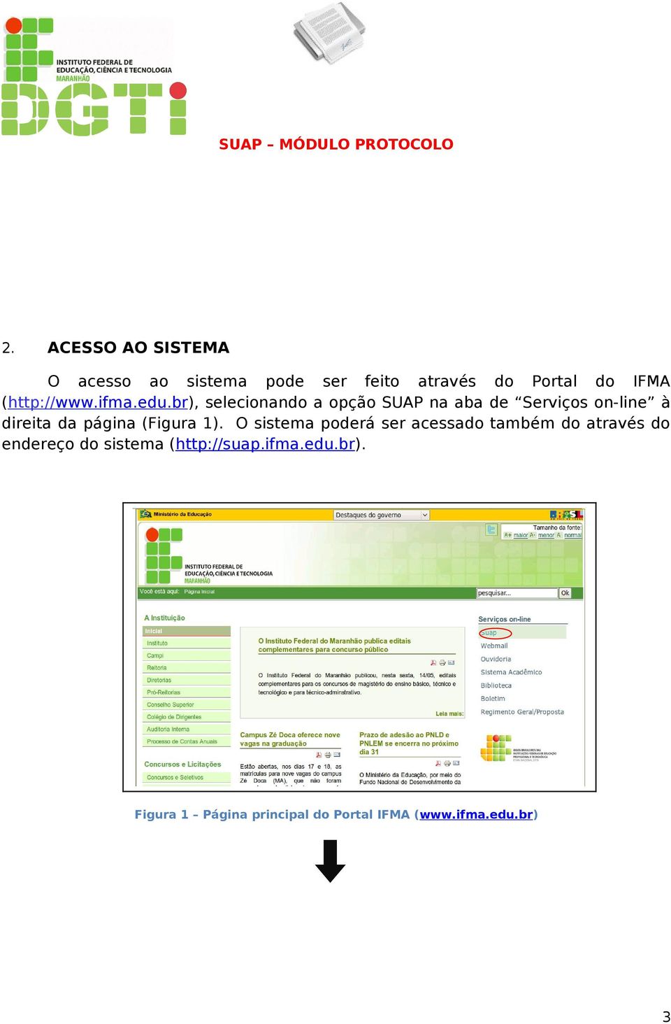 br), selecionando a opção SUAP na aba de Serviços on-line à direita da página (Figura
