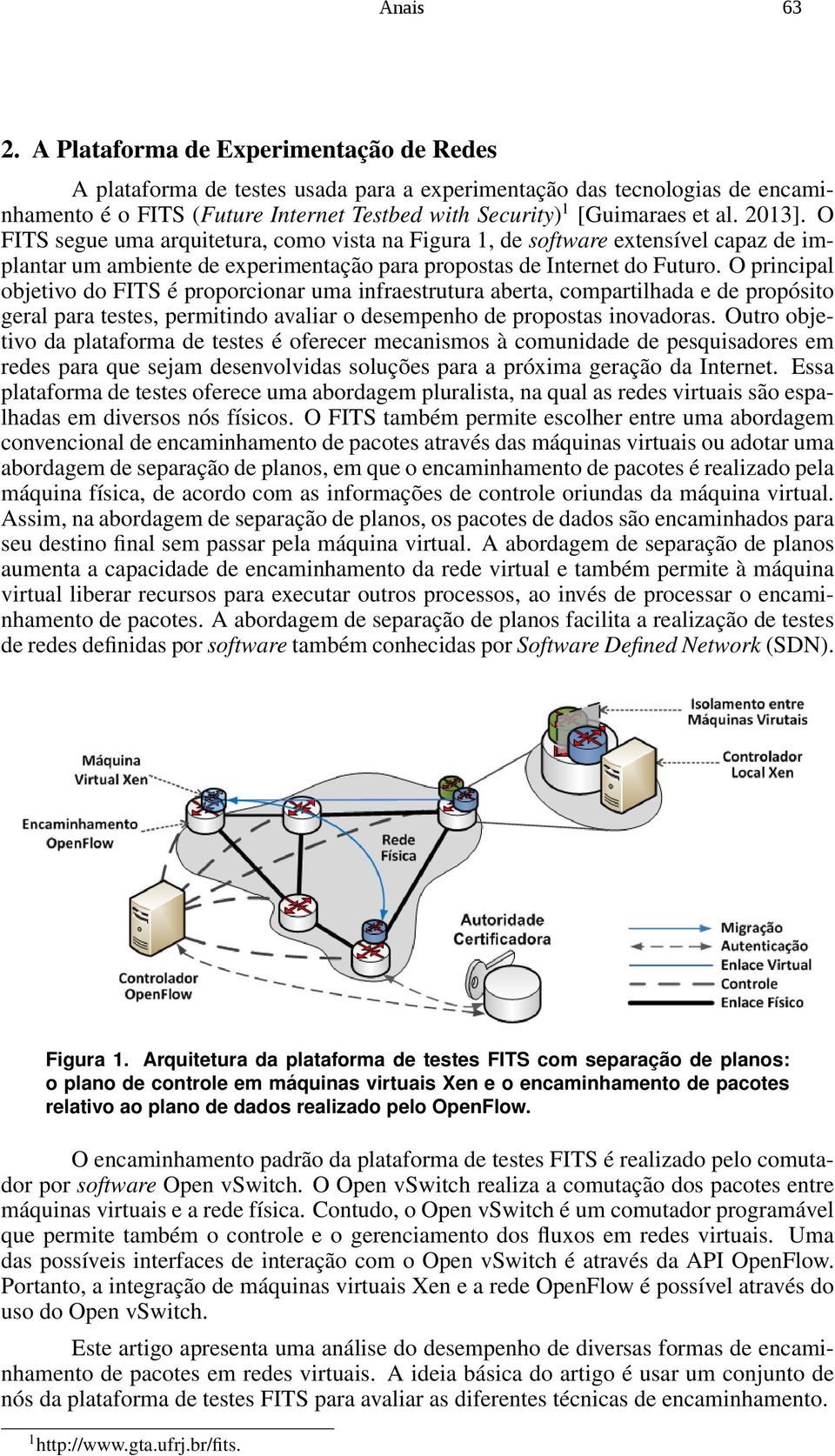 O FITS segue uma arquitetura, como vista na Figura 1, de software extensível capaz de implantar um ambiente de experimentação para propostas de Internet do Futuro.