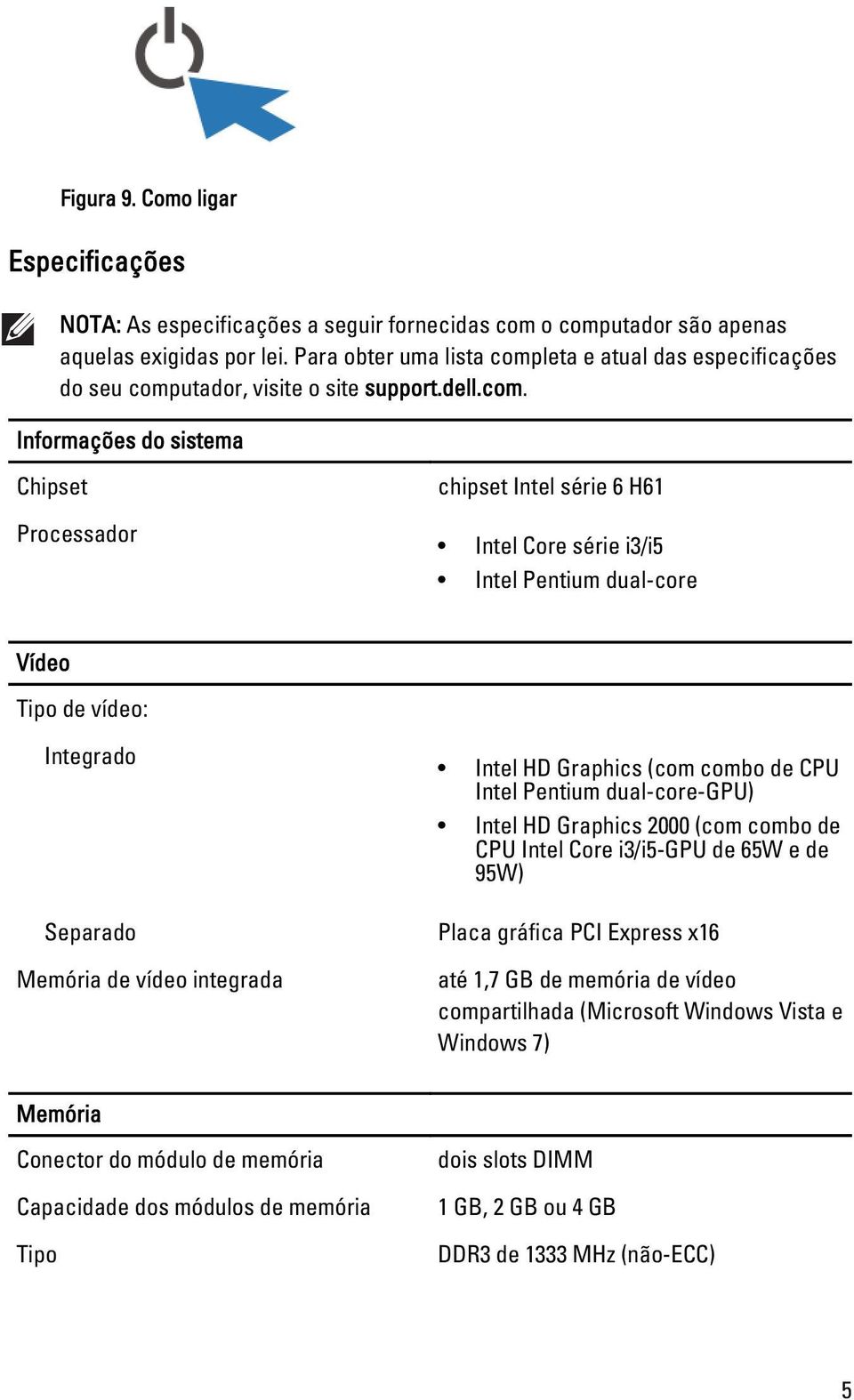 leta e atual das especificações do seu comp