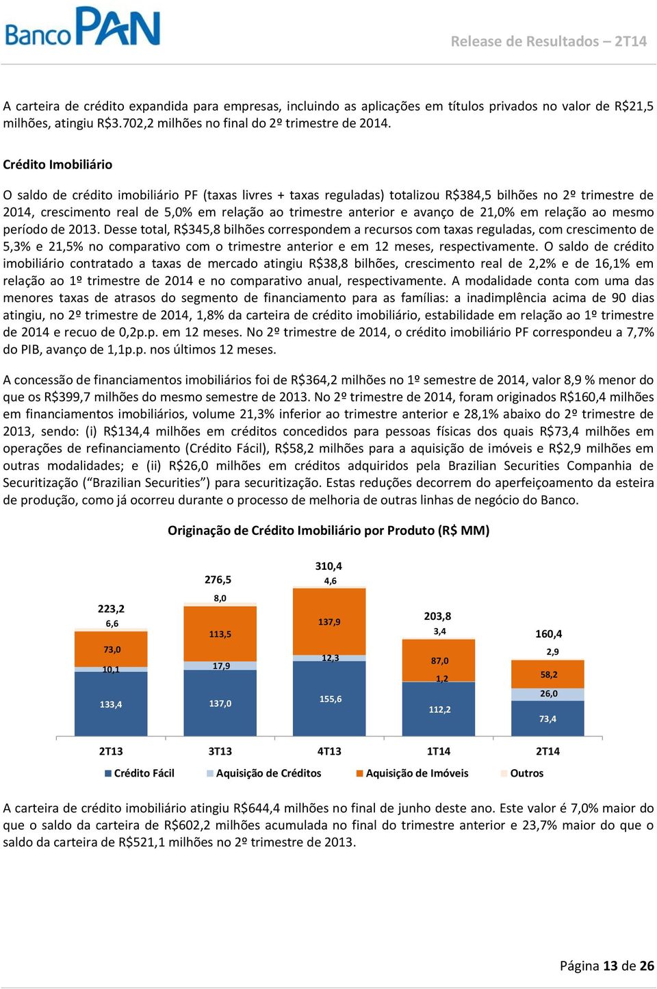 avanço de 21,0% em relação ao mesmo período de 2013.