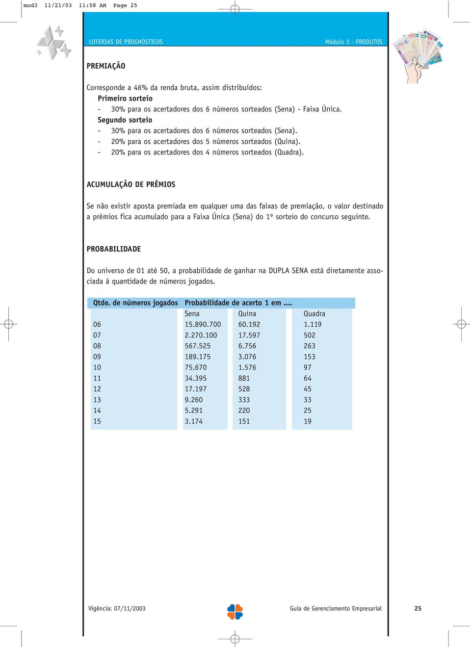 ACUMULAÇÃO DE PRÊMIOS Se não existir aposta premiada em qualquer uma das faixas de premiação, o valor destinado a prêmios fica acumulado para a Faixa Única (Sena) do 1º sorteio do concurso seguinte.