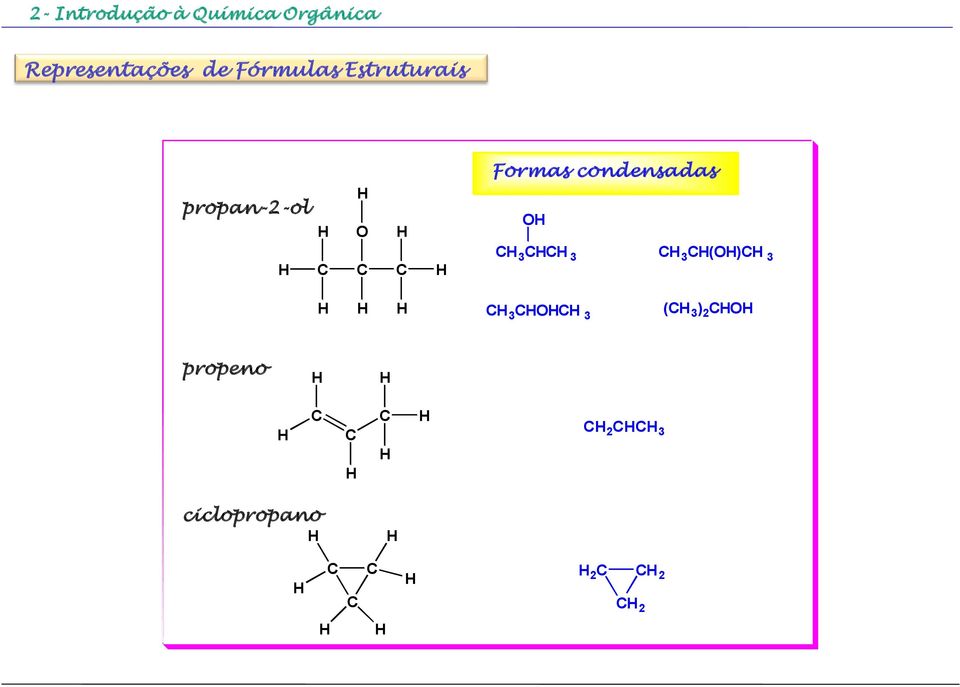 propan-2-ol Formas condensadas 3 3 3