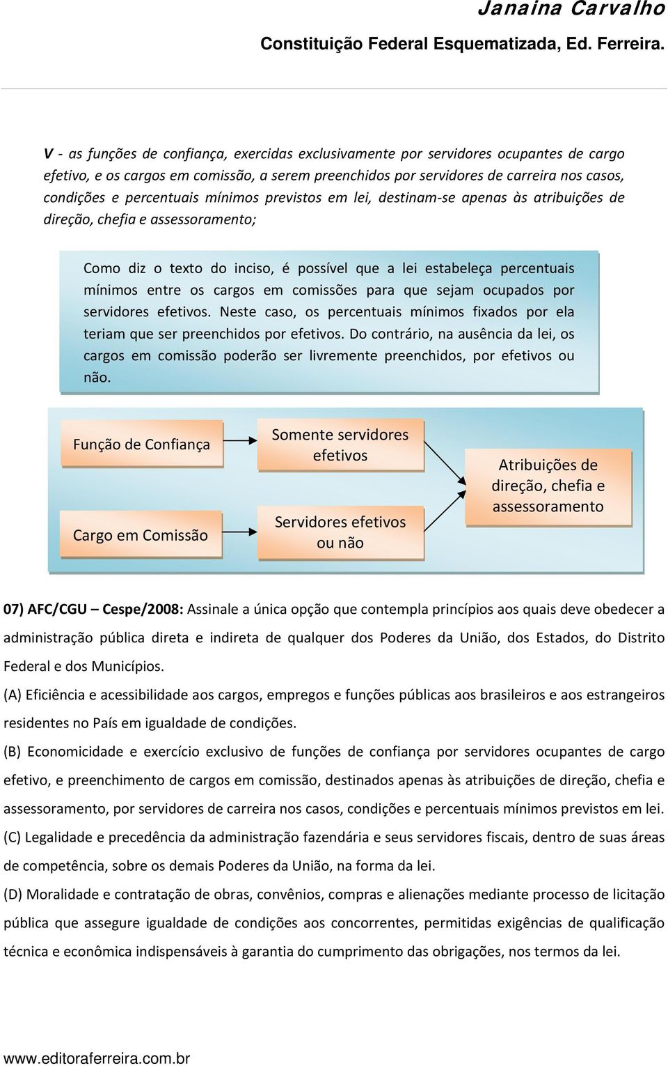 cargos em comissões para que sejam ocupados por servidores efetivos. Neste caso, os percentuais mínimos fixados por ela teriam que ser preenchidos por efetivos.