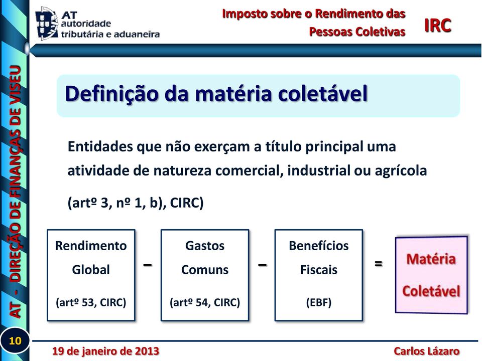 industrial ou agrícola (artº 3, nº 1, b), C) Rendimento