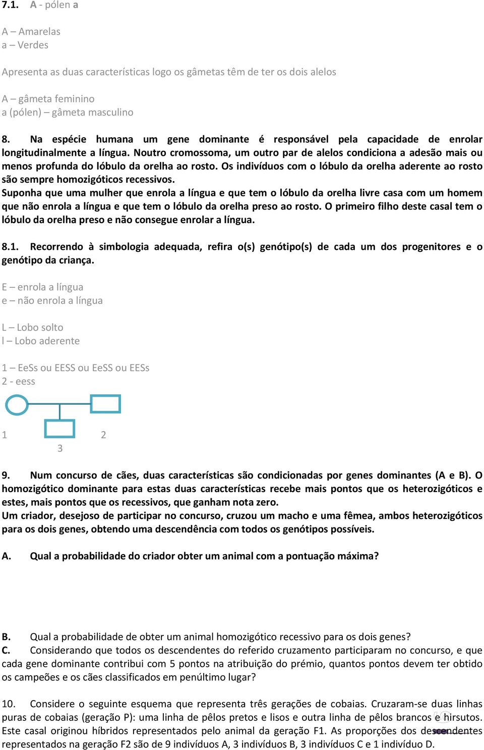 Noutro cromossoma, um outro par de alelos condiciona a adesão mais ou menos profunda do lóbulo da orelha ao rosto.