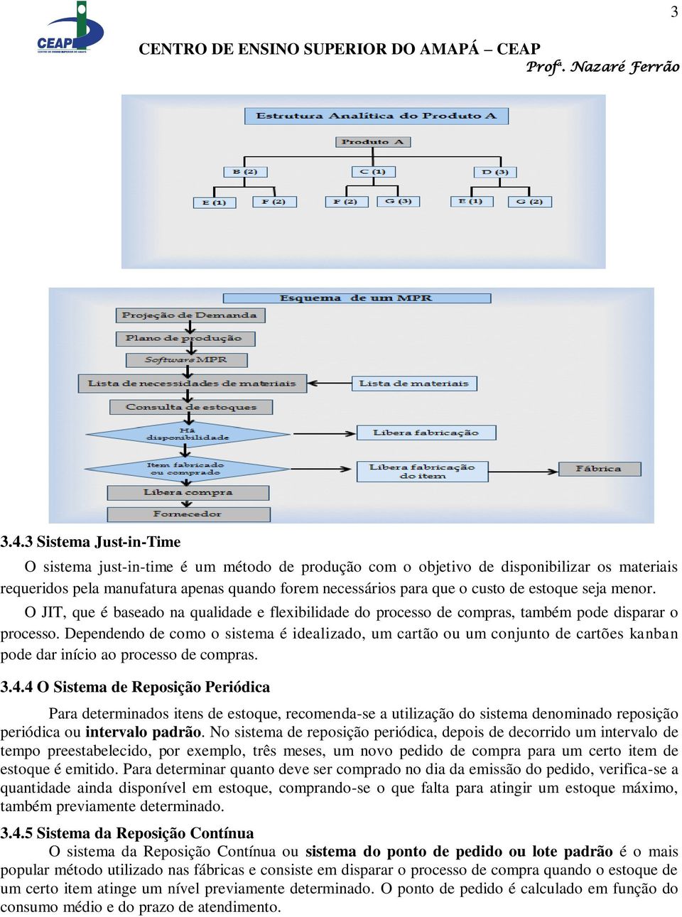 estoque seja menor. O JIT, que é baseado na qualidade e flexibilidade do processo de compras, também pode disparar o processo.