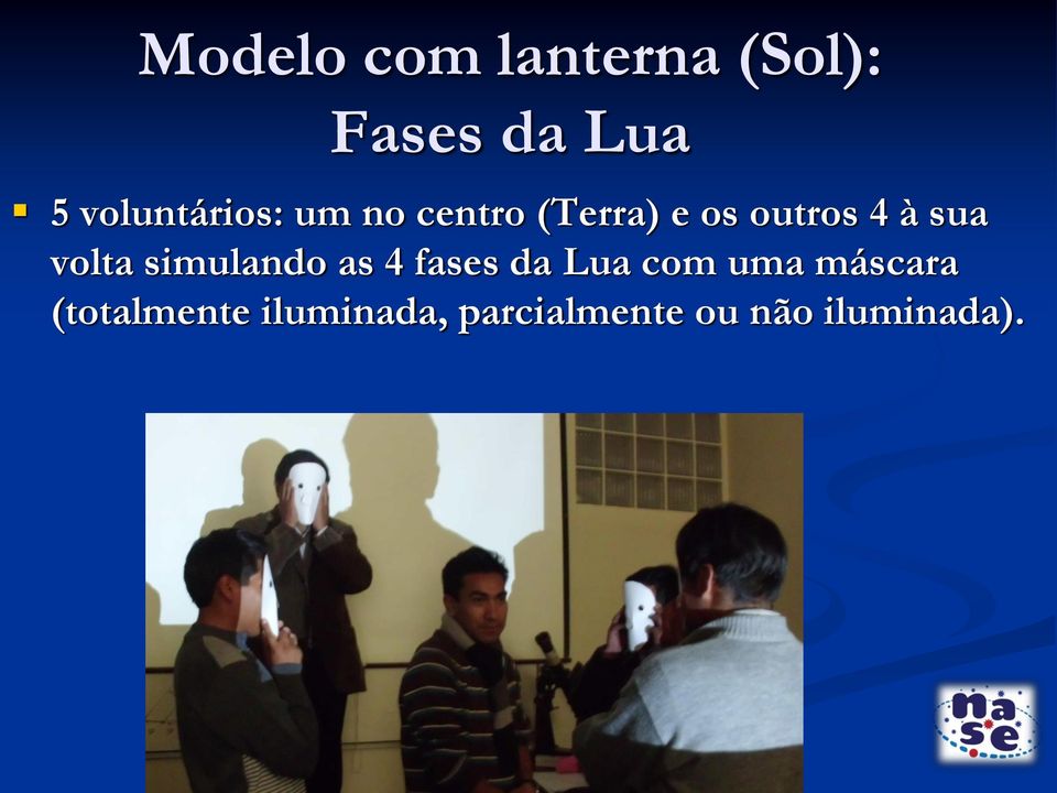 sua volta simulando as 4 fases da Lua com uma