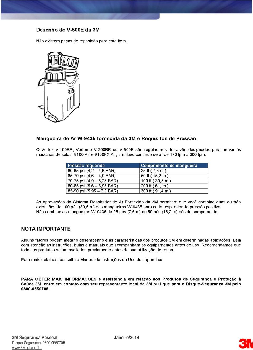 um fluxo contínuo de ar de 170 lpm a 300 lpm.