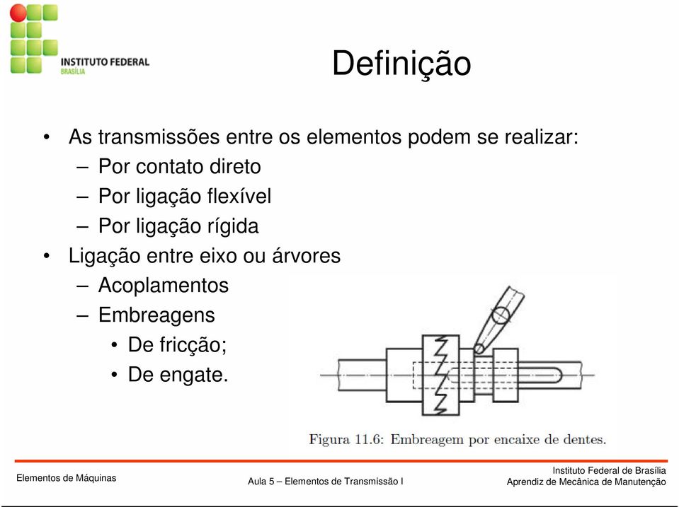 flexível Por ligação rígida Ligação entre eixo ou