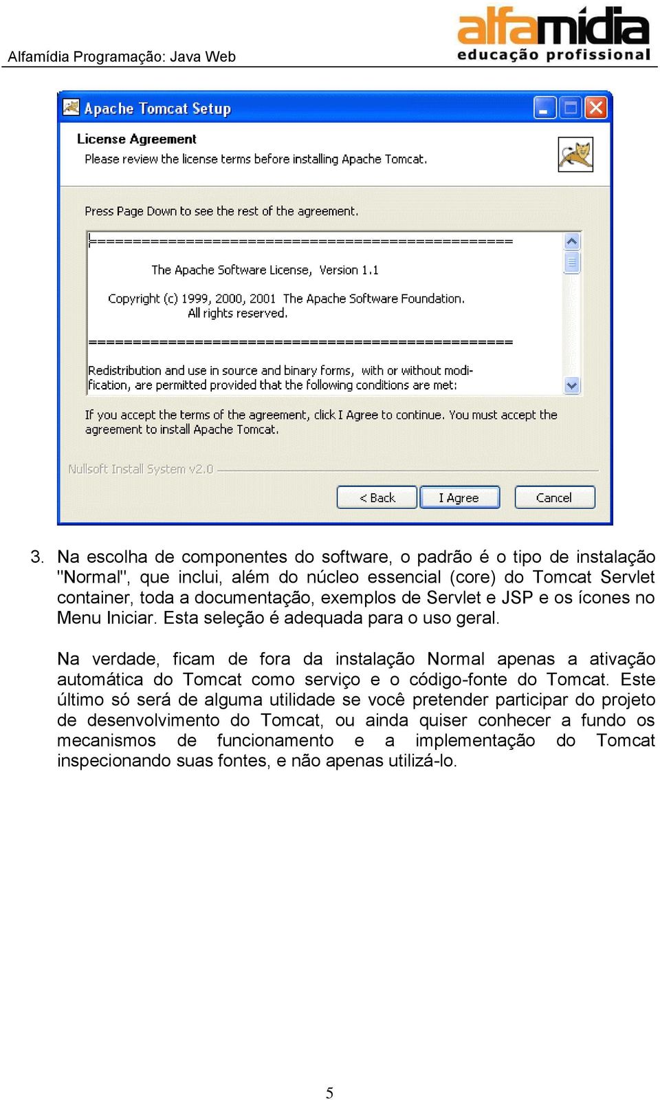 Na verdade, ficam de fora da instalação Normal apenas a ativação automática do Tomcat como serviço e o código-fonte do Tomcat.