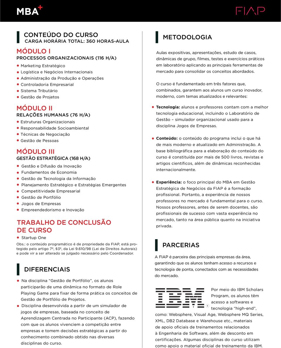 MÓDULO III GESTÃO ESTRATÉGICA (168 H/A) Gestão e Difusão da Inovação Fundamentos de Economia Gestão de Tecnologia da Informação Planejamento Estratégico e Estratégias Emergentes Competitividade