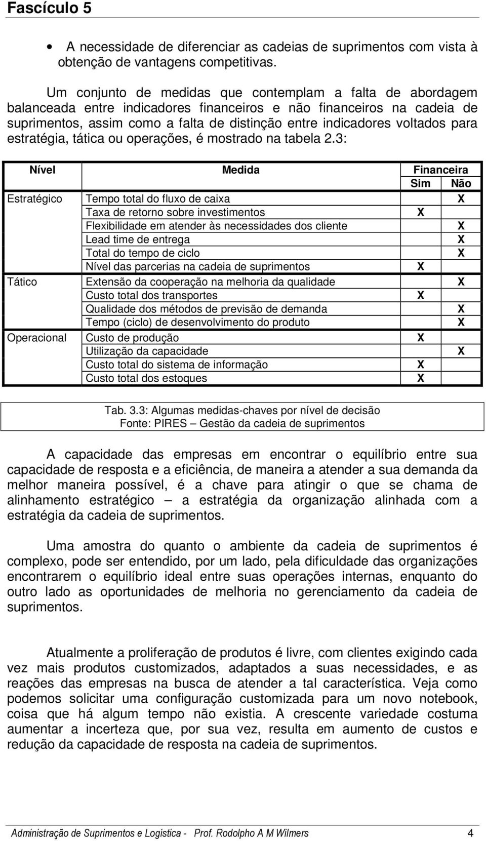 voltados para estratégia, tática ou operações, é mostrado na tabela 2.