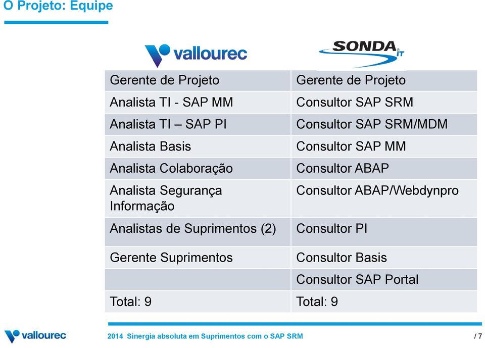 Projeto Consultor SAP SRM Consultor SAP SRM/MDM Consultor SAP MM Consultor ABAP Consultor