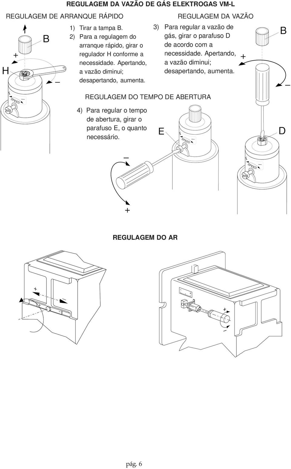 Apertando, a vazão diminui; desapertando, aumenta.