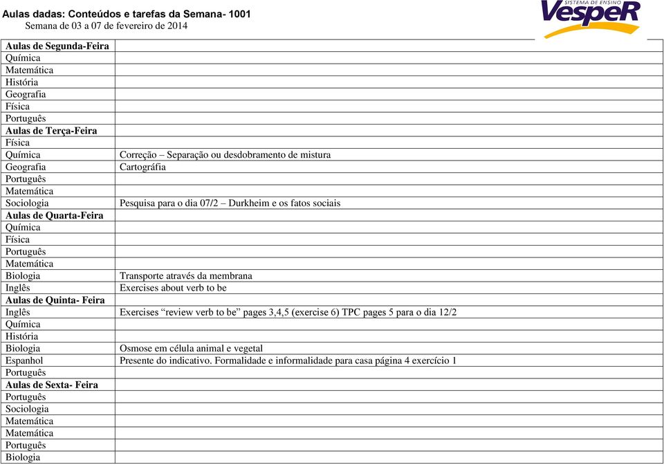 about verb to be Exercises review verb to be pages 3,4,5 (exercise 6) TPC pages 5 para o dia 12/2 Osmose em