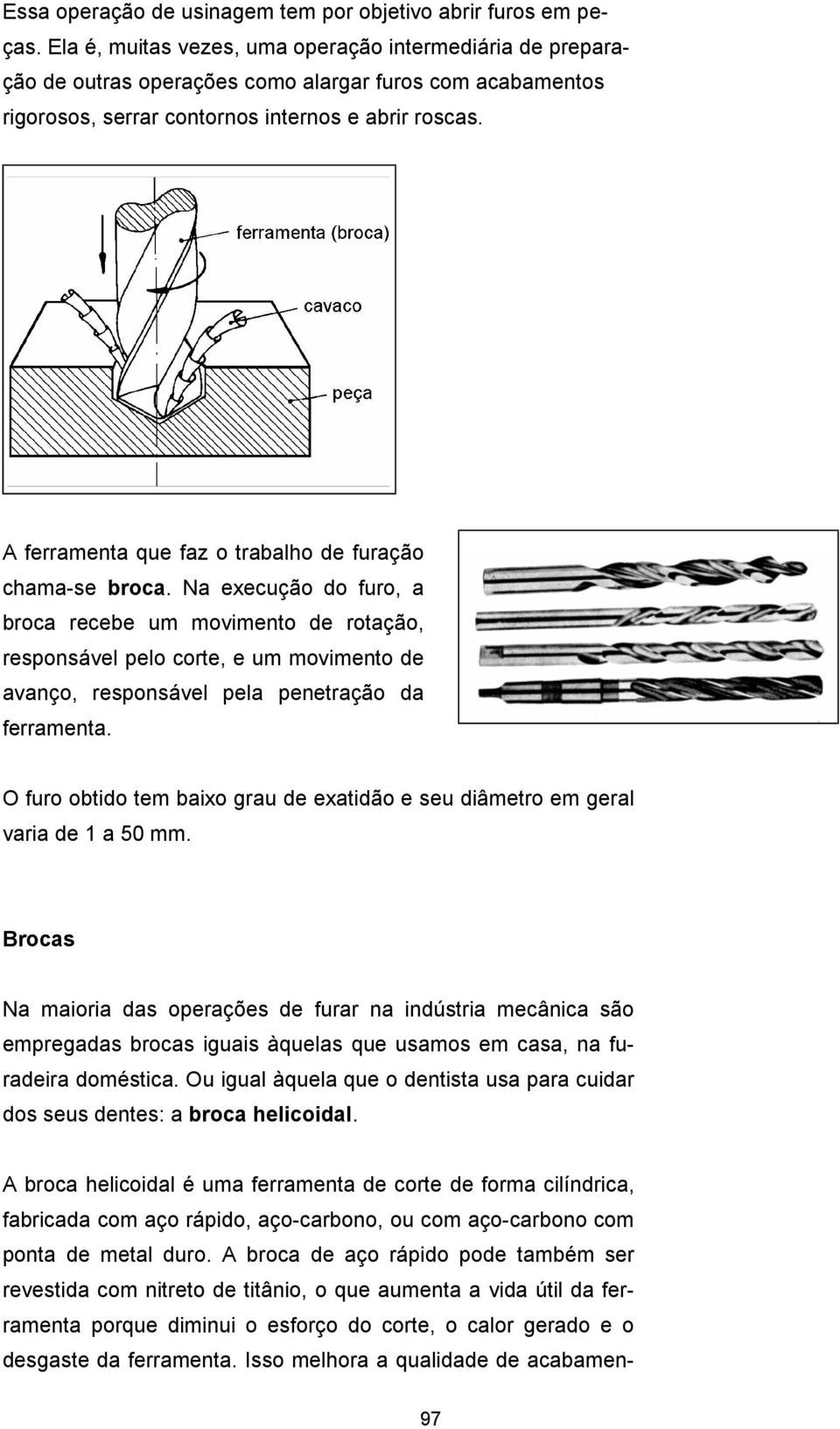 A ferramenta que faz o trabalho de furação chama-se broca.