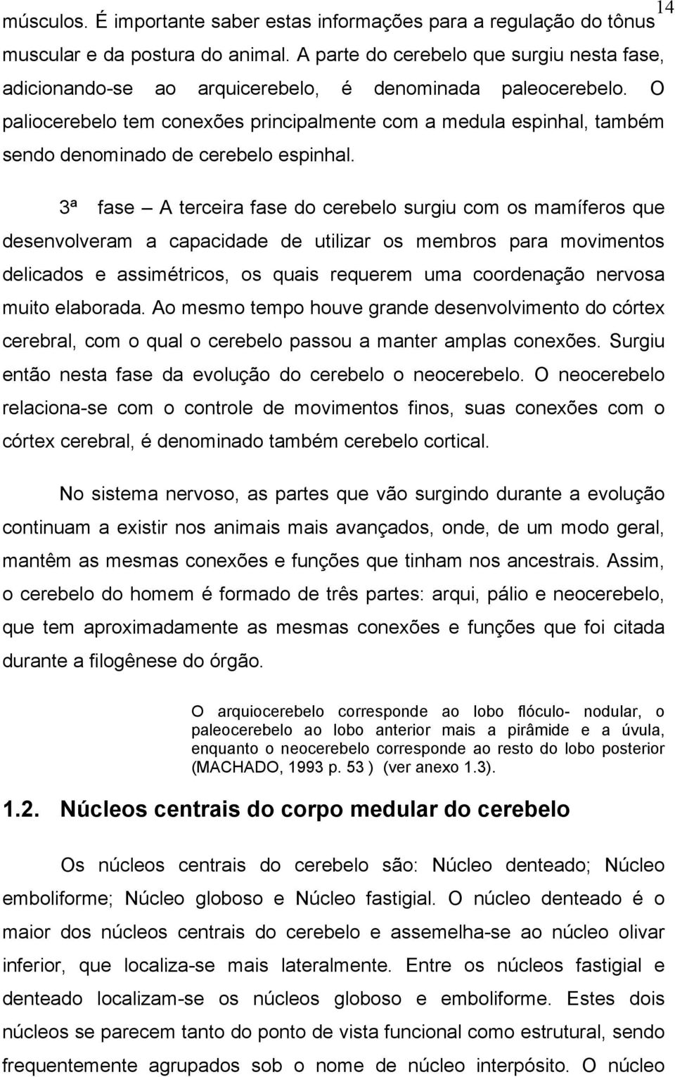 O paliocerebelo tem conexões principalmente com a medula espinhal, também sendo denominado de cerebelo espinhal.