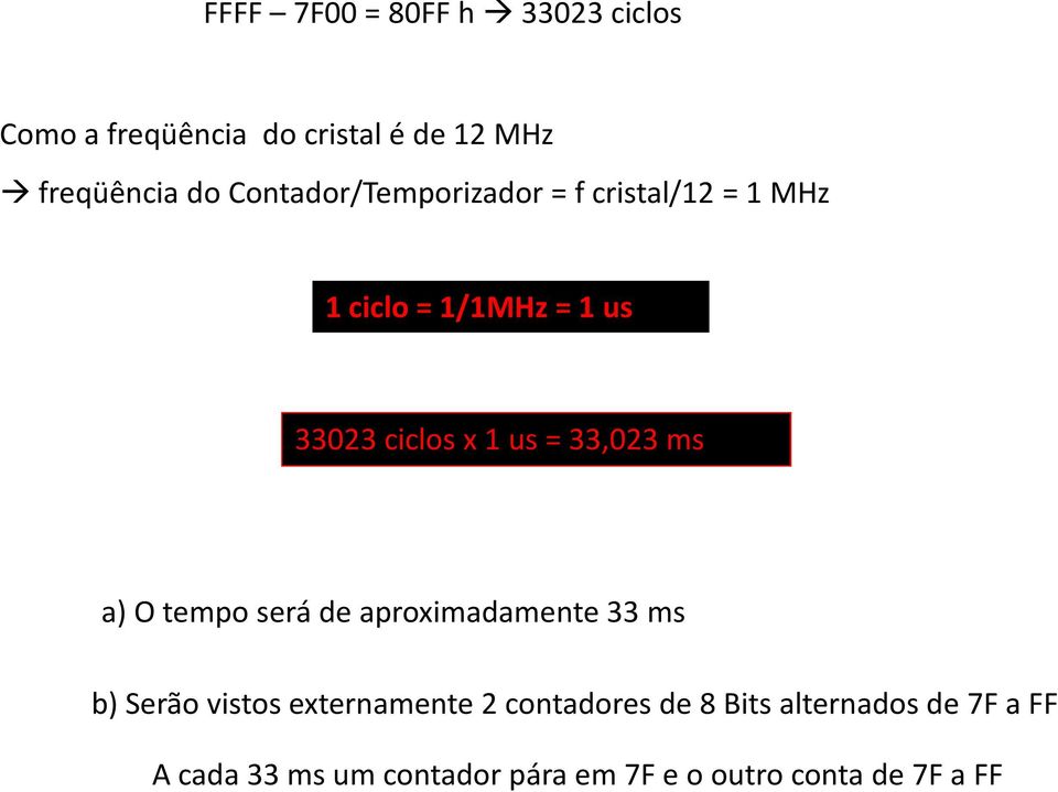 33,023 ms a) O tempo será de aproximadamente 33 ms b) Serão vistos externamente 2