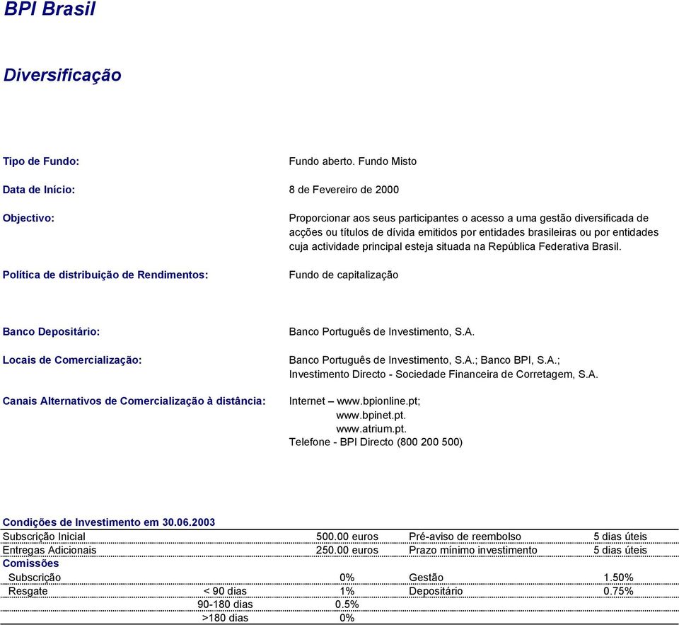 dívida emitidos por entidades brasileiras ou por entidades cuja actividade principal esteja situada na República Federativa Brasil.