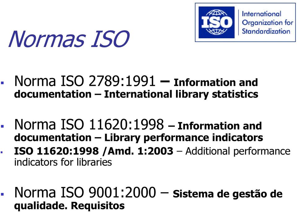 performance indicators ISO 11620:1998 /Amd.