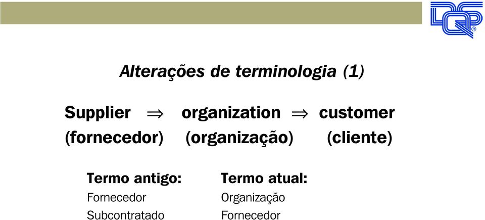 (organização) (cliente) Termo antigo: