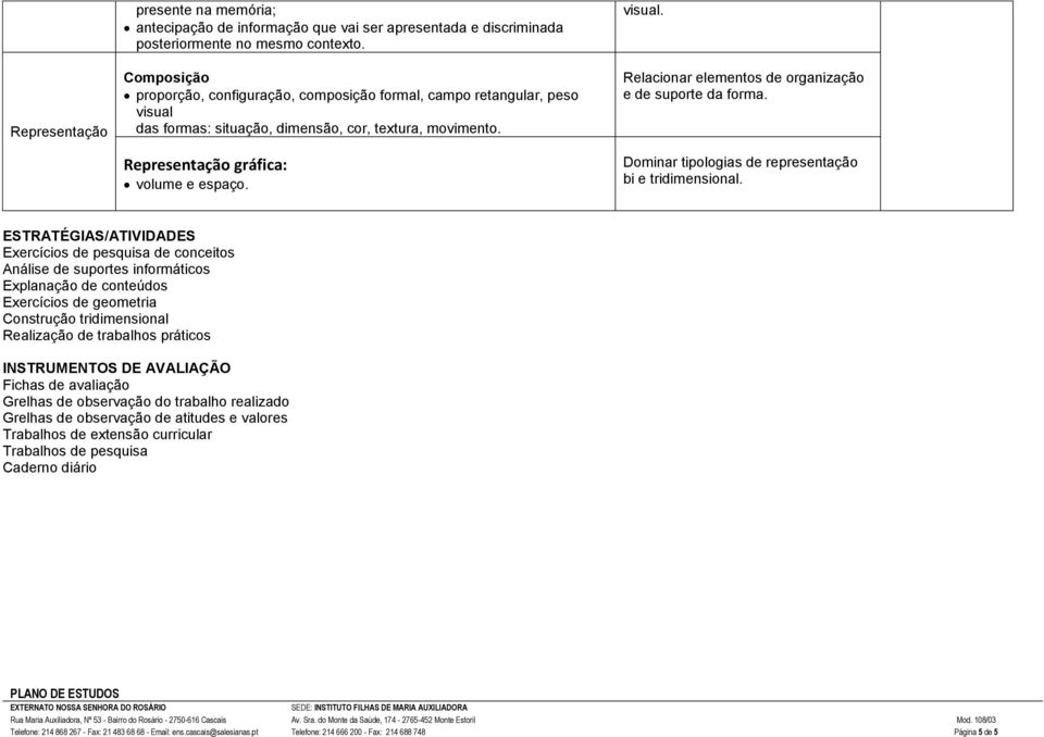 Relacionar elementos de organização e de suporte da forma. Dominar tipologias de representação bi e tridimensional.