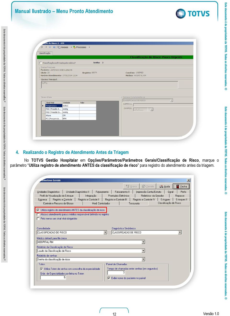 Hospitalar em Opções/Parâmetros/Parâmetros Gerais/Classificação de Risco,