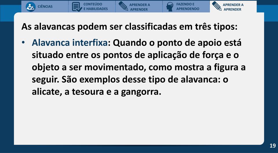 aplicação de força e o objeto a ser movimentado, como mostra a figura