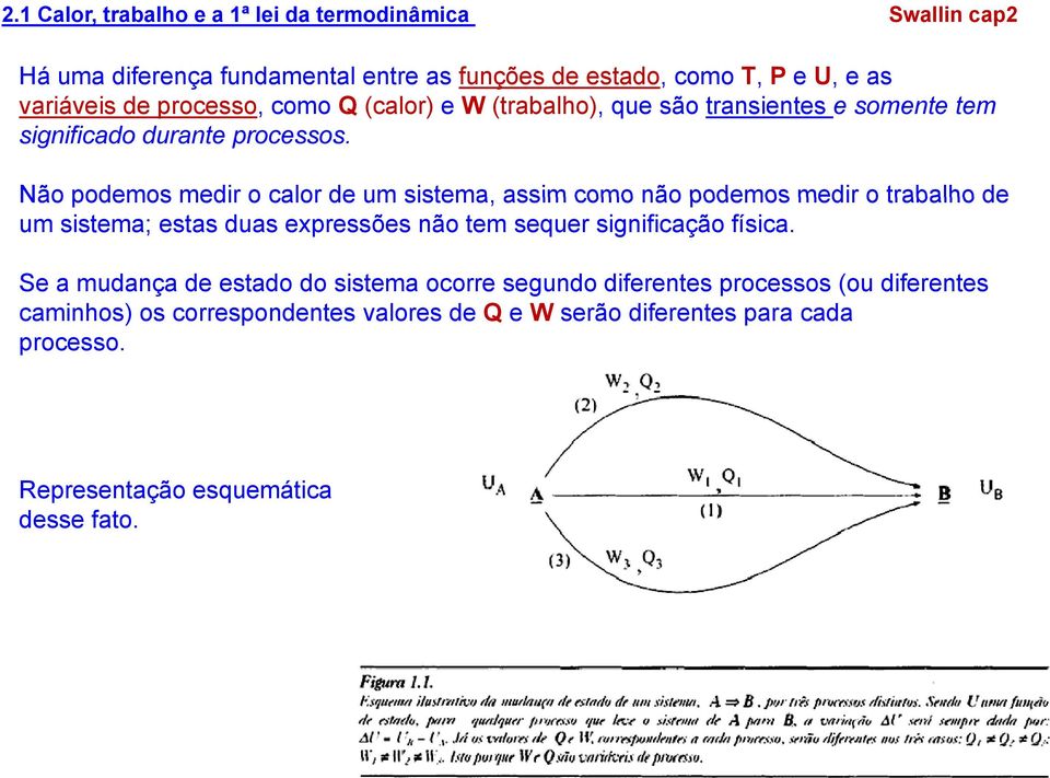 Não podemos medir o calor de um sistema, assim como não podemos medir o trabalho de um sistema; estas duas expressões não tem sequer significação física.