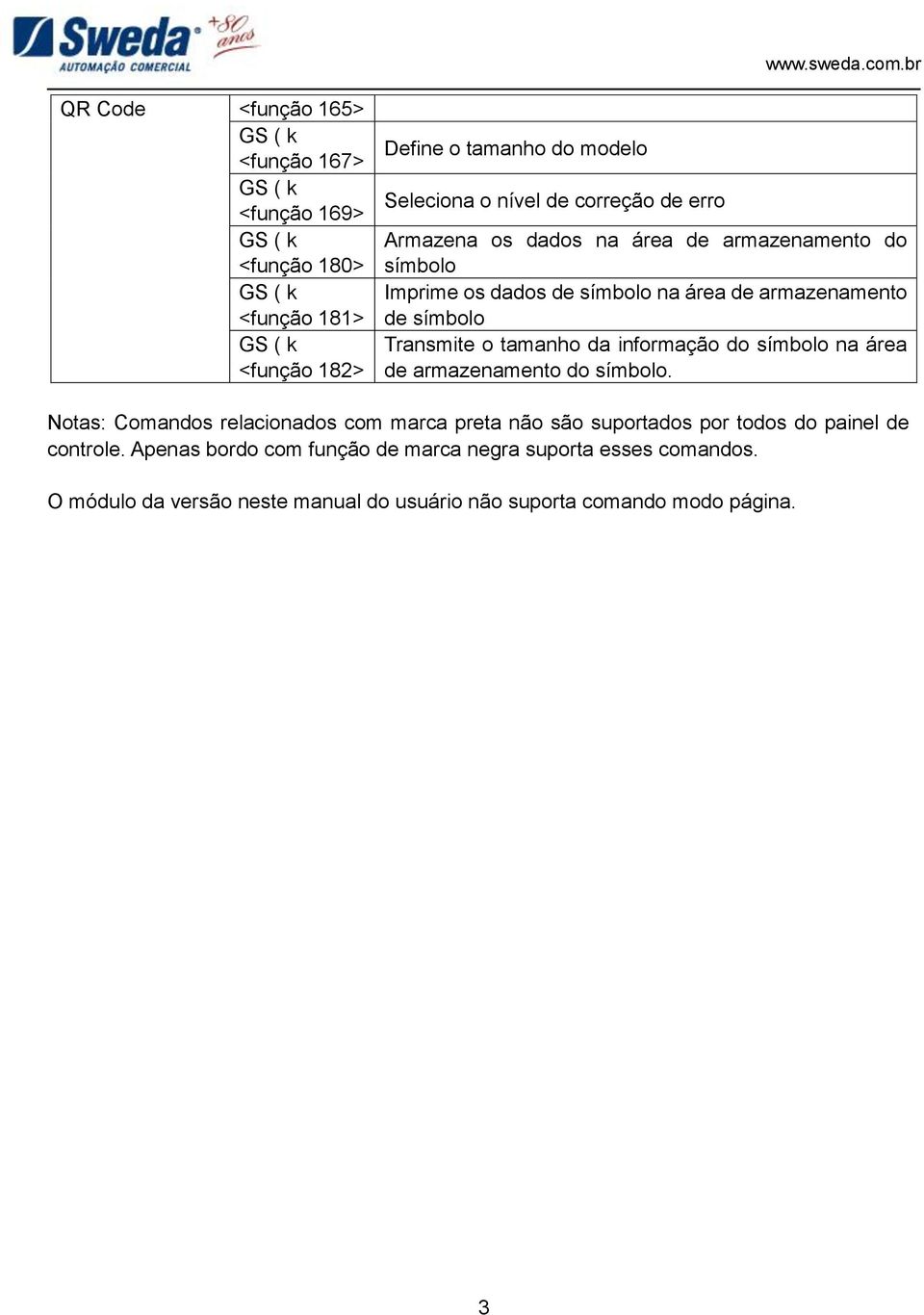 Transmite o tamanho da informação do símbolo na área de armazenamento do símbolo.