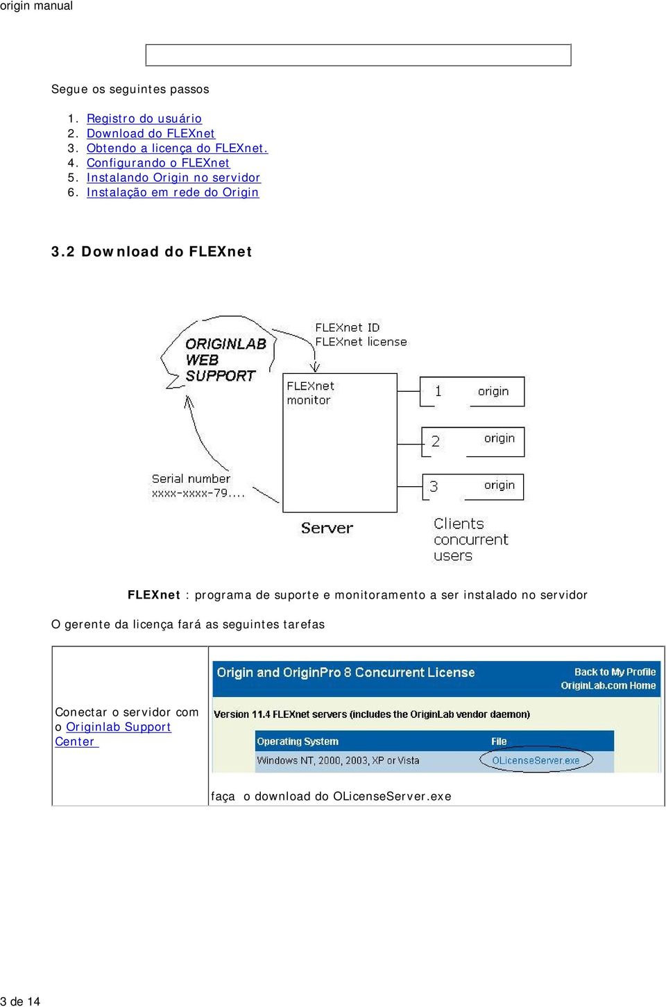 Configurando o FLEXnet Instalando Origin no servidor Instalação em rede do Origin 3.