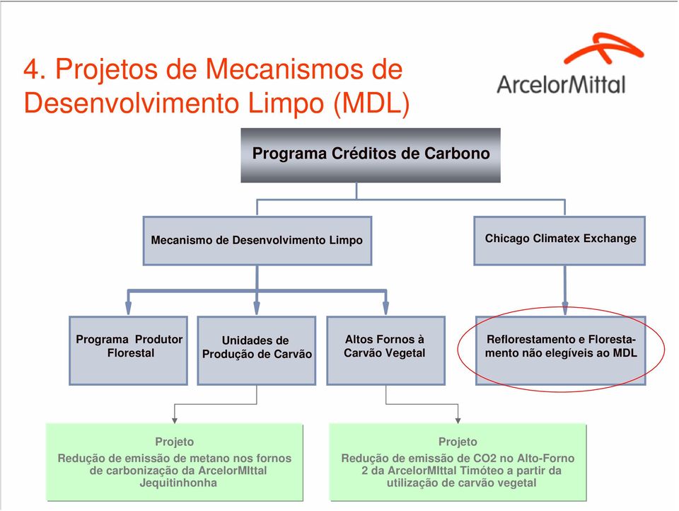 Reflorestamento e Florestamento não elegíveis ao MDL Projeto Redução de emissão de metano nos fornos de carbonização da