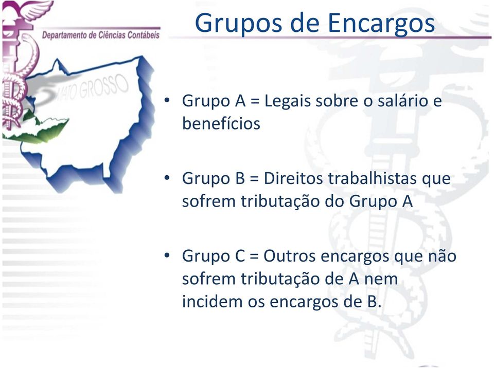 tributação do Grupo A Grupo C = Outros encargos que