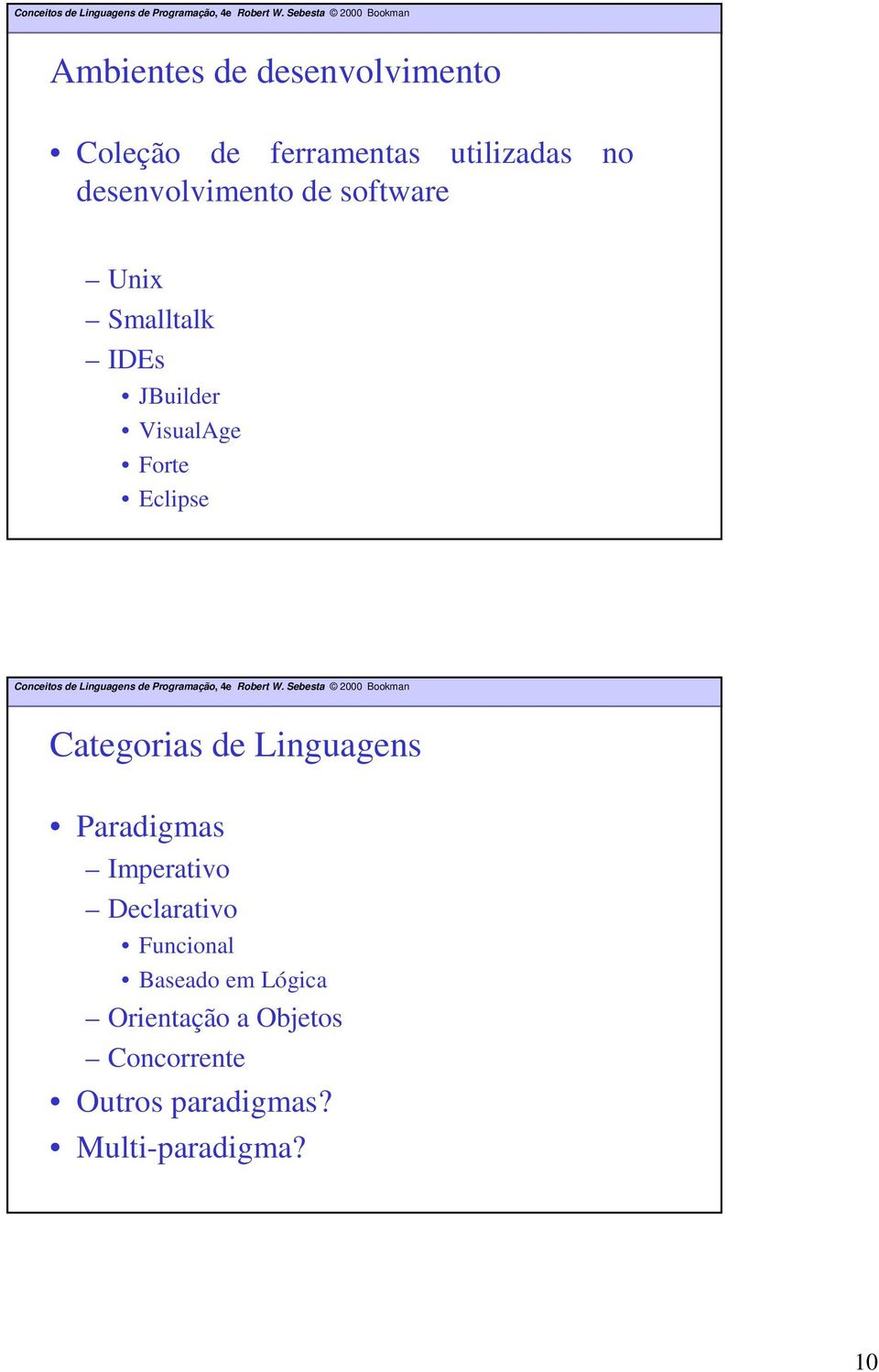 Eclipse Categorias de Linguagens Paradigmas Imperativo Declarativo Funcional